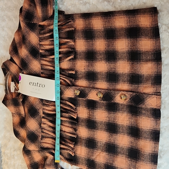 Entro Boho Fringed Plaid Shacket - Picture 7 of 9